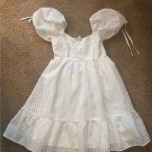 Entro White Puff Sleeve Mini Dress